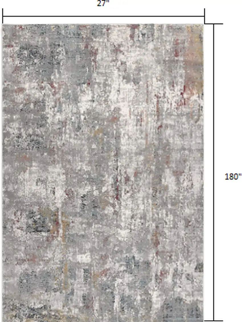 Gray and Ivory Abstract Runner Rug Photo 1