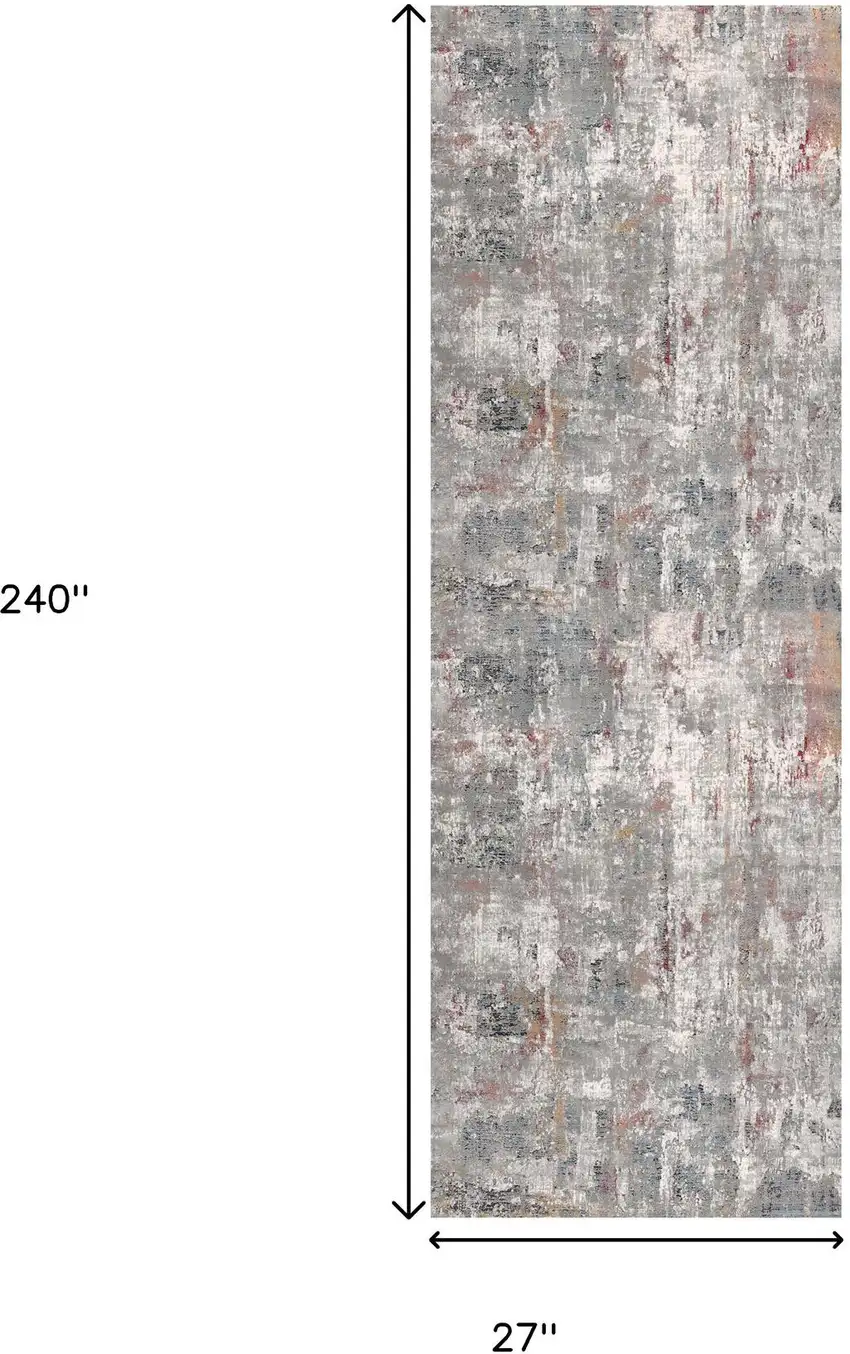 2' X 20' Gray And Ivory Abstract Runner Rug Photo 3