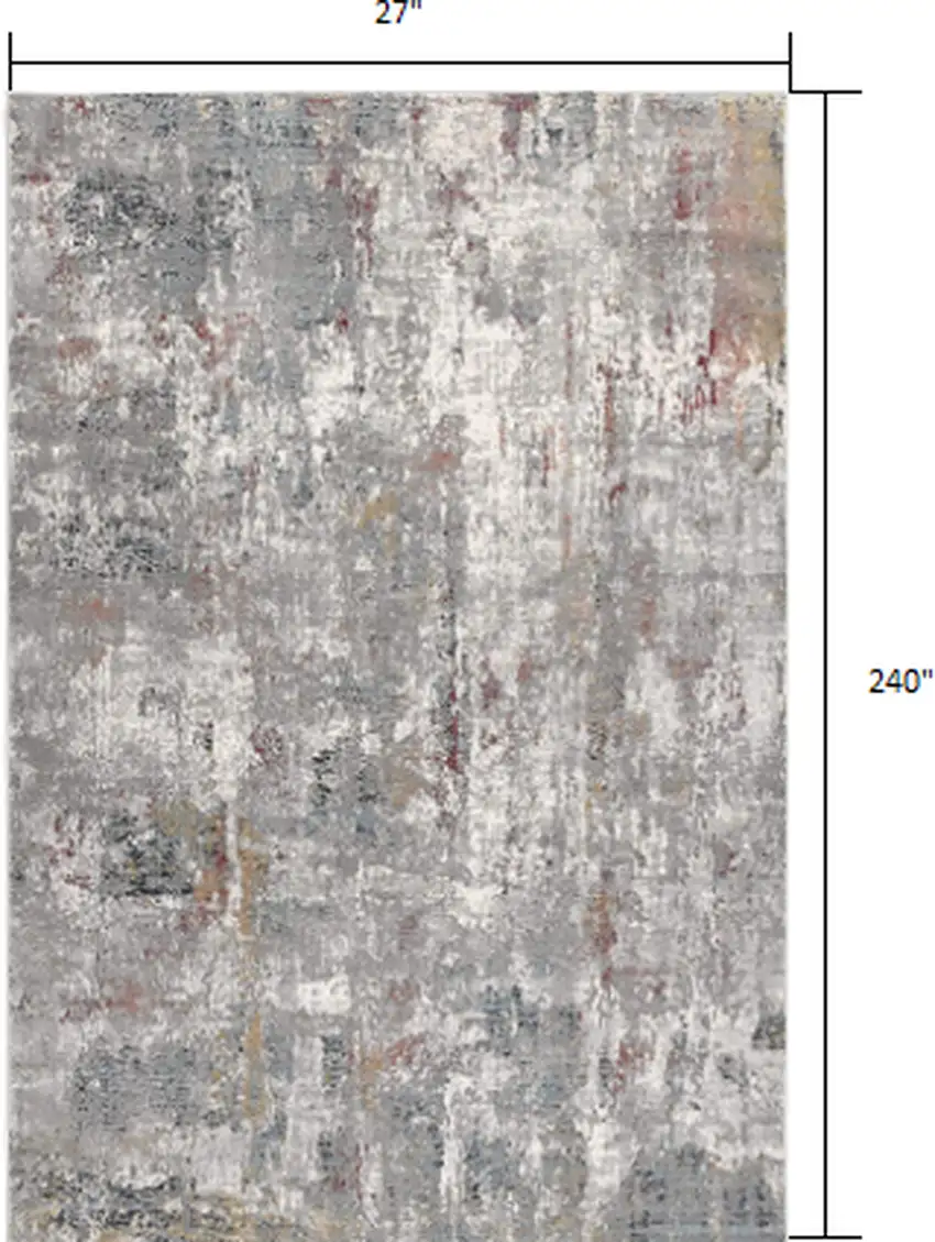 Gray and Ivory Abstract Runner Rug Photo 1