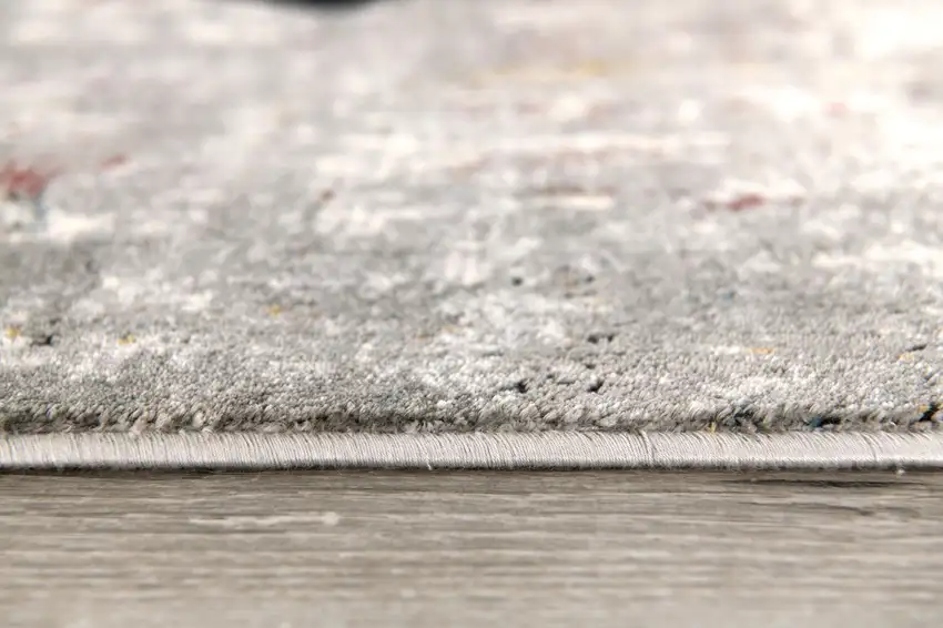 Gray and Ivory Abstract Runner Rug Photo 5