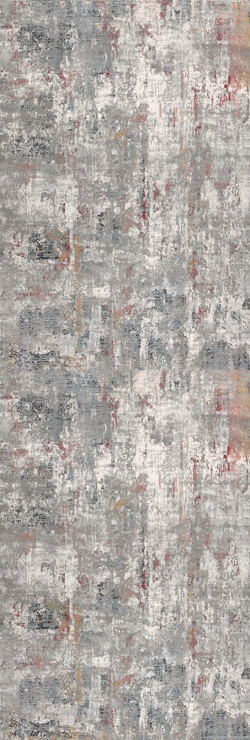 Gray and Ivory Abstract Runner Rug Photo 6