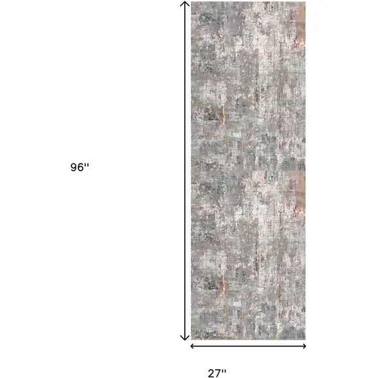 2' X 8' Gray And Ivory Abstract Runner Rug Photo 3