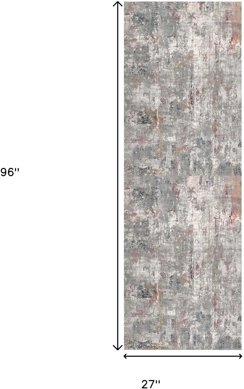 2' X 8' Gray And Ivory Abstract Runner Rug Photo 3