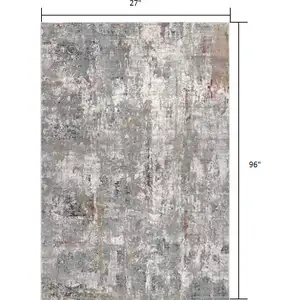 Photo of Gray and Ivory Abstract Runner Rug