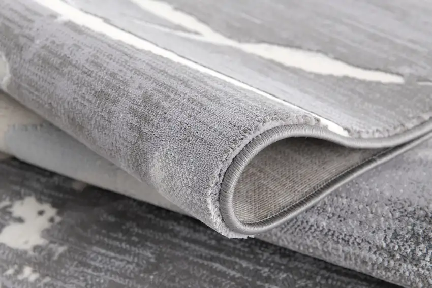 Gray and Ivory Abstract Shag Power Loom Area Rug Photo 3