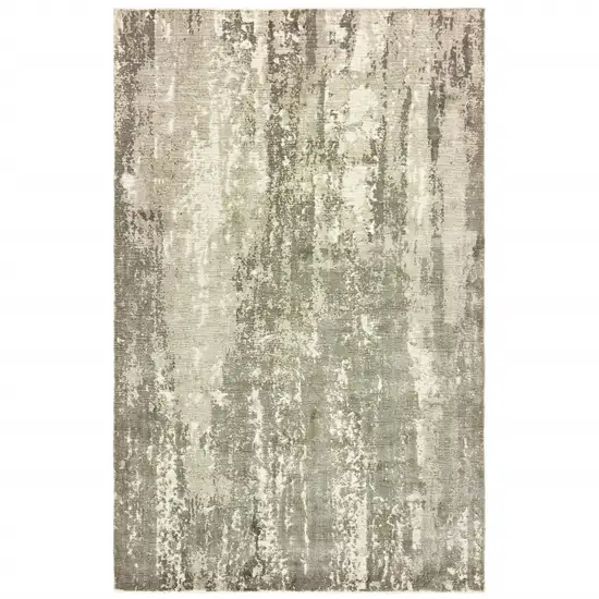 Gray And Ivory Abstract Hand Loomed Distressed Area Rug Photo 5