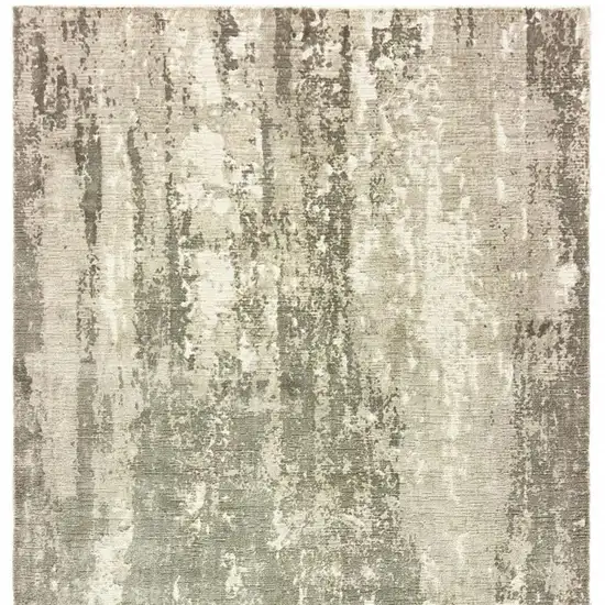 Gray And Ivory Abstract Hand Loomed Distressed Area Rug Photo 4