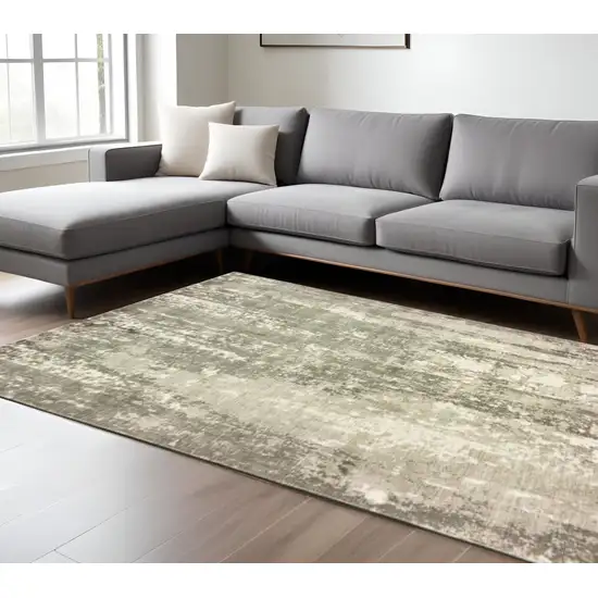 Gray And Ivory Abstract Hand Loomed Distressed Area Rug Photo 1