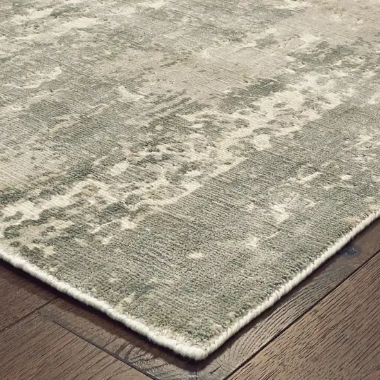 Gray and Ivory Abstract Splash Indoor Runner Rug Photo 2