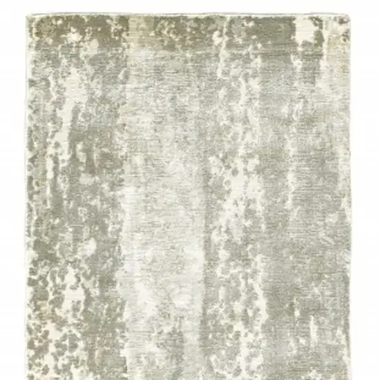 Gray and Ivory Abstract Splash Indoor Runner Rug Photo 5