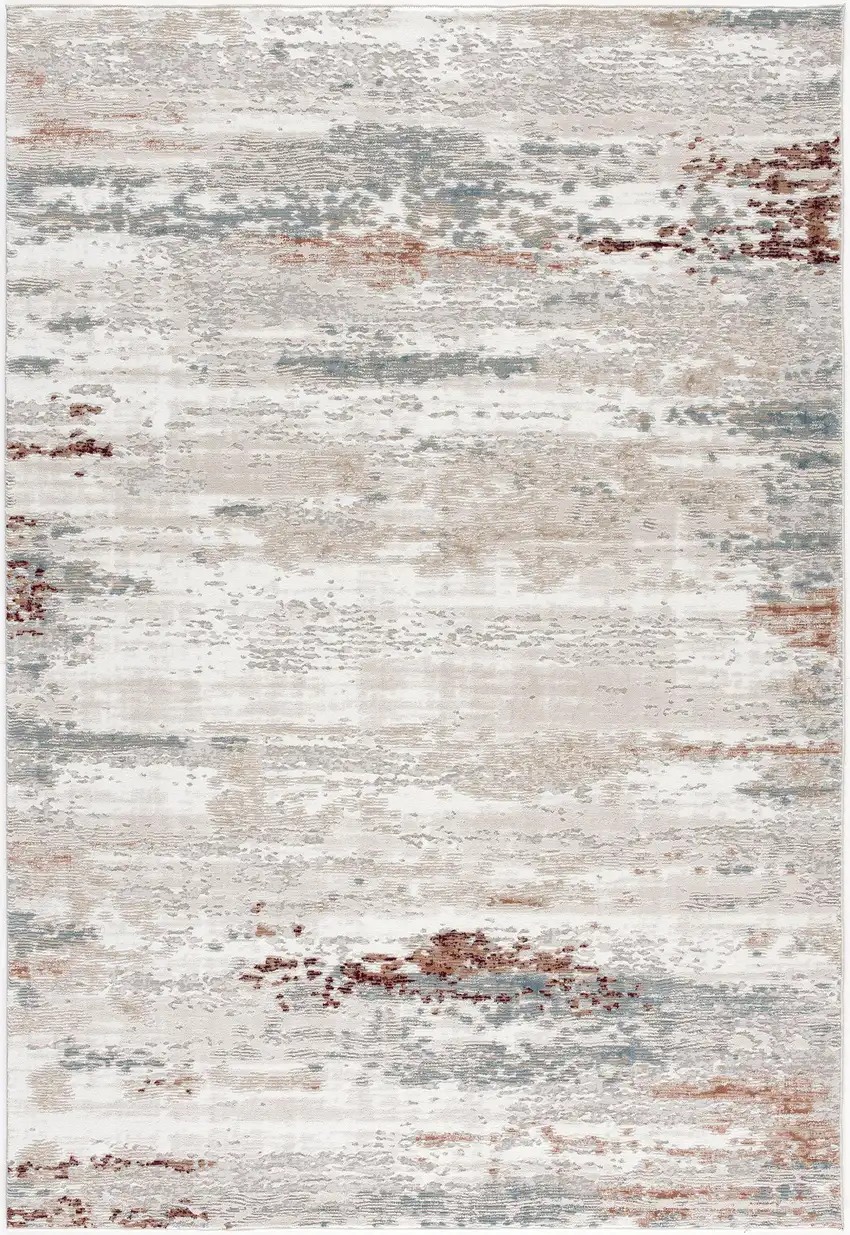 Gray and Ivory Abstract Stria Area Rug Photo 3