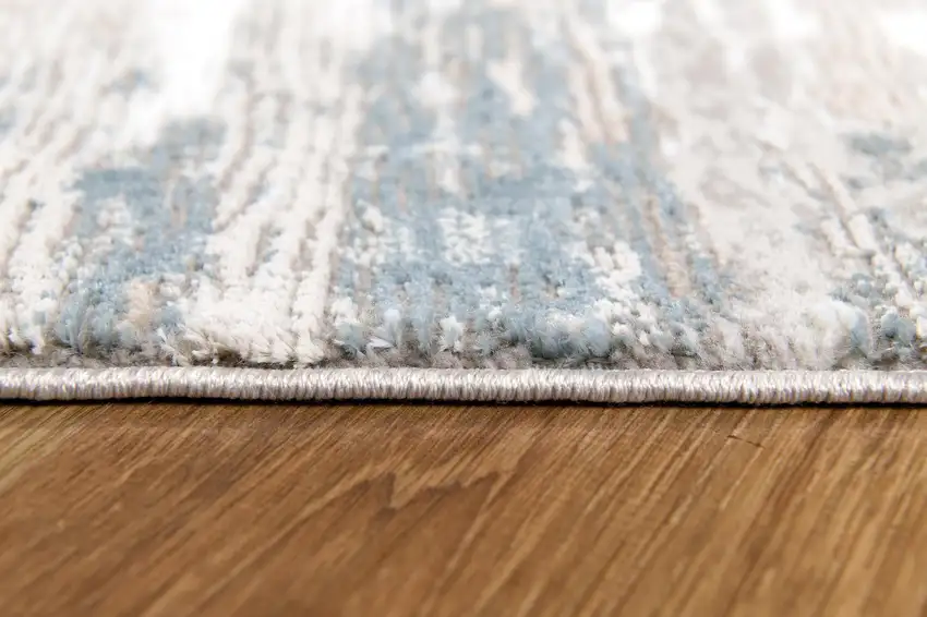 Gray and Ivory Abstract Stria Area Rug Photo 5