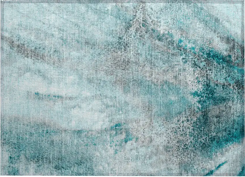 Gray and Ivory Abstract Washable Non Skid Indoor Outdoor Area Rug Photo 2