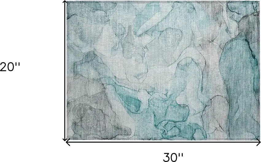 Gray and Ivory Abstract Washable Non Skid Indoor Outdoor Area Rug Photo 3