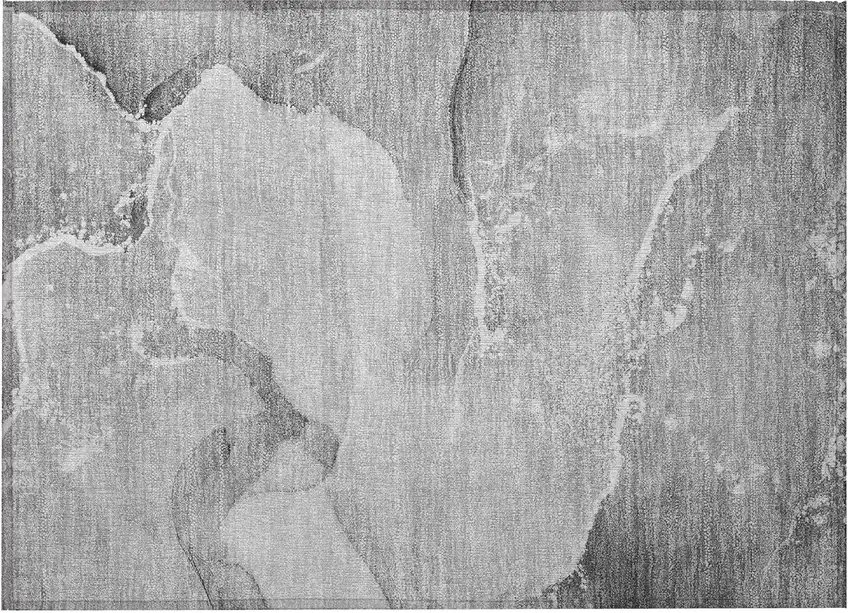 Gray and Ivory Abstract Washable Non Skid Indoor Outdoor Area Rug Photo 2