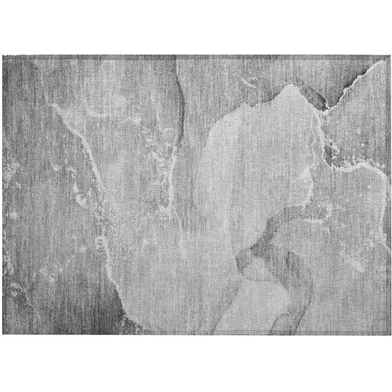 Gray Abstract Washable Indoor Outdoor Area Rug Photo 2