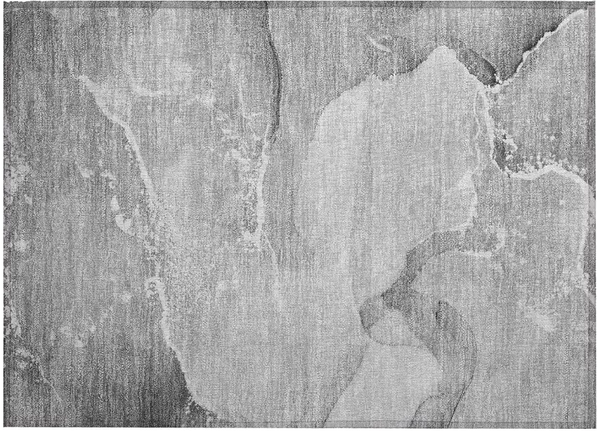 Gray Abstract Washable Indoor Outdoor Area Rug Photo 2
