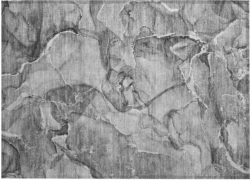 Gray and Ivory Abstract Washable Non Skid Indoor Outdoor Area Rug Photo 2