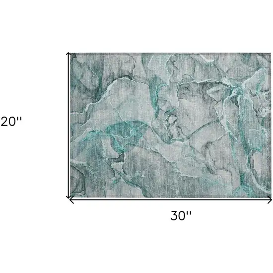 Gray and Ivory Abstract Washable Non Skid Indoor Outdoor Area Rug Photo 3