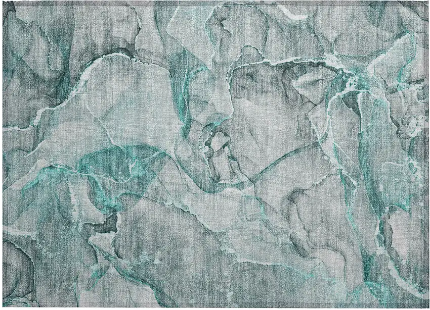 Gray and Ivory Abstract Washable Non Skid Indoor Outdoor Area Rug Photo 2