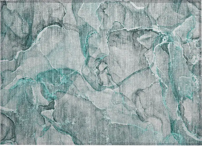 Gray and Ivory Abstract Washable Non Skid Indoor Outdoor Area Rug Photo 2