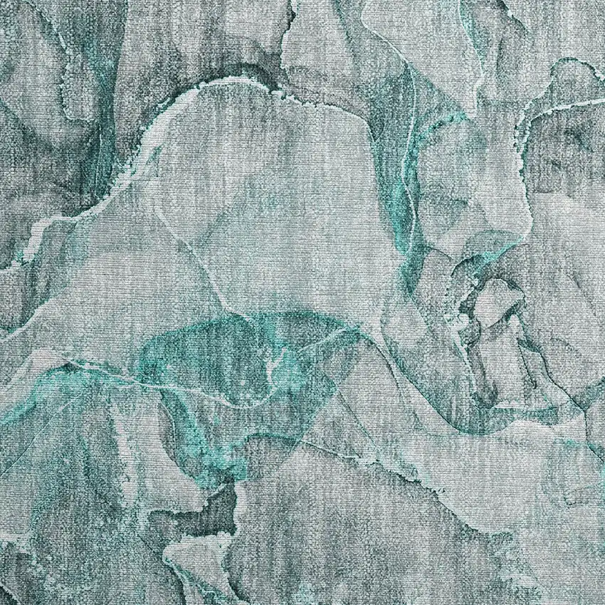Gray and Ivory Abstract Washable Non Skid Indoor Outdoor Area Rug Photo 6