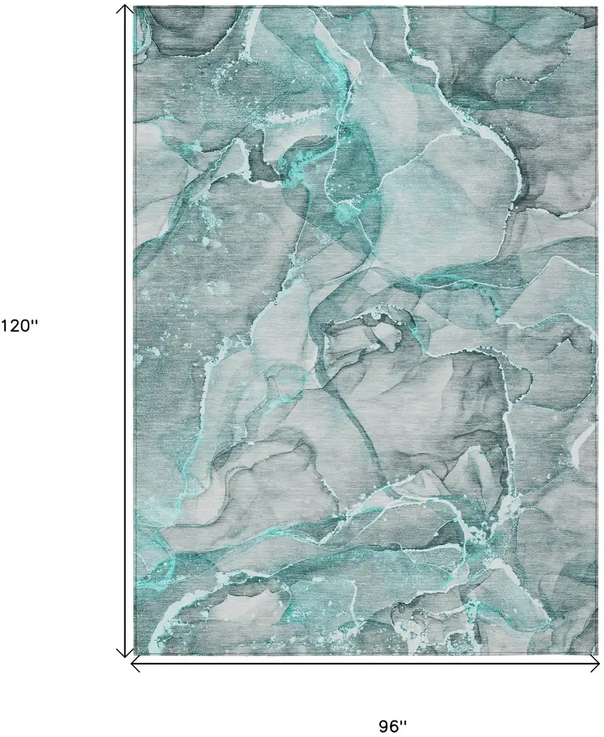 Gray and Ivory Abstract Washable Non Skid Indoor Outdoor Area Rug Photo 3