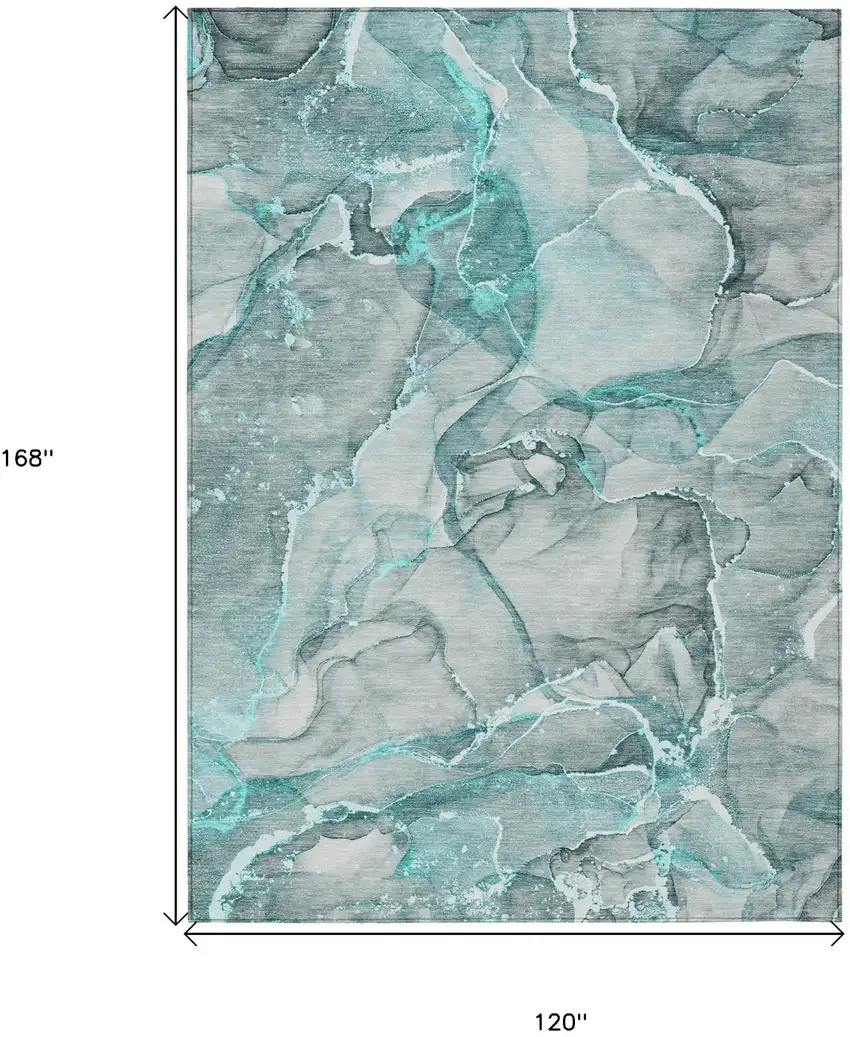 Gray and Ivory Abstract Washable Non Skid Indoor Outdoor Area Rug Photo 3