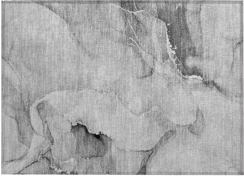 Gray and Ivory Abstract Washable Non Skid Indoor Outdoor Area Rug Photo 2