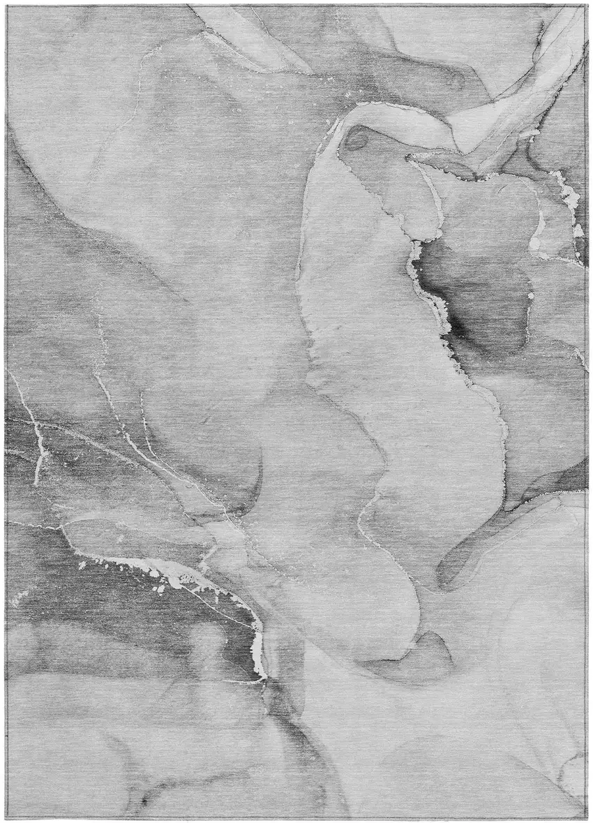 Gray and Ivory Abstract Washable Non Skid Indoor Outdoor Area Rug Photo 4