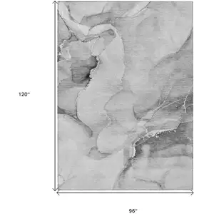 Photo of Gray and Ivory Abstract Washable Non Skid Indoor Outdoor Area Rug