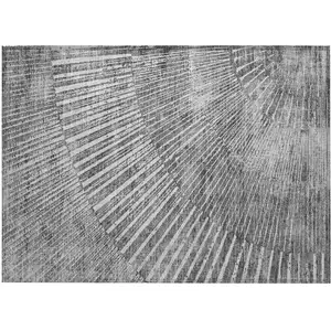 Photo of Gray and Ivory Abstract Washable Non Skid Indoor Outdoor Area Rug