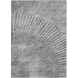 Photo of Gray and Ivory Abstract Washable Non Skid Indoor Outdoor Area Rug