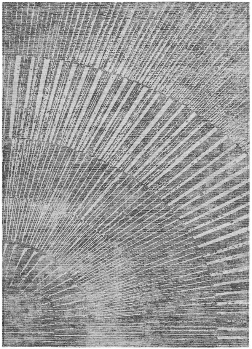 Gray and Ivory Abstract Washable Non Skid Indoor Outdoor Area Rug Photo 4