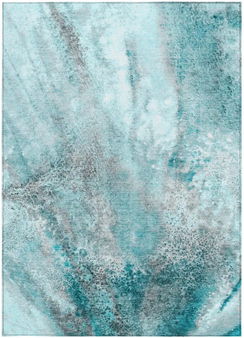 Gray and Ivory Abstract Washable Non Skid Indoor Outdoor Area Rug Photo 4