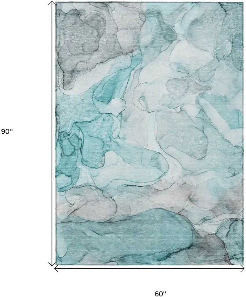 Gray and Ivory Abstract Washable Non Skid Indoor Outdoor Area Rug Photo 3