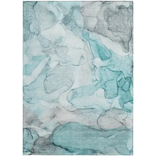 Gray and Ivory Abstract Washable Non Skid Indoor Outdoor Area Rug Photo 5