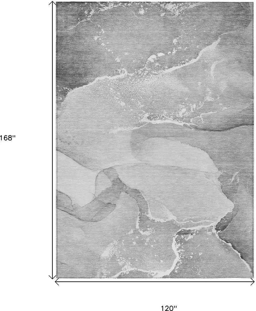 Gray and Ivory Abstract Washable Non Skid Indoor Outdoor Area Rug Photo 3