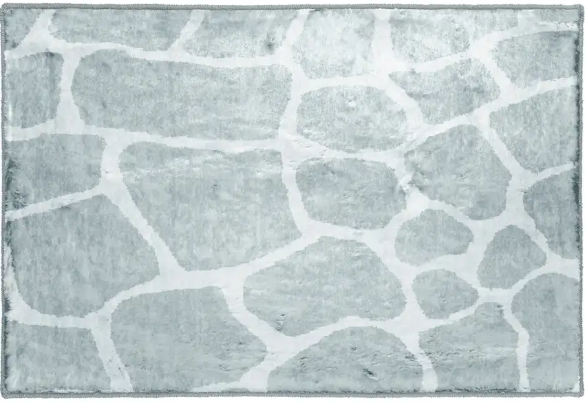 Gray and Ivory Animal Print Handmade Non Skid Area Rug Photo 2