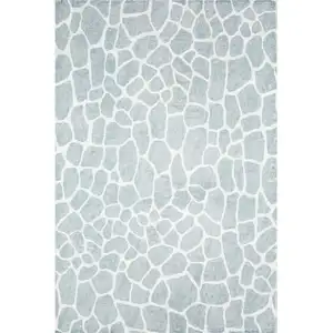 Photo of Gray and Ivory Animal Print Handmade Non Skid Area Rug