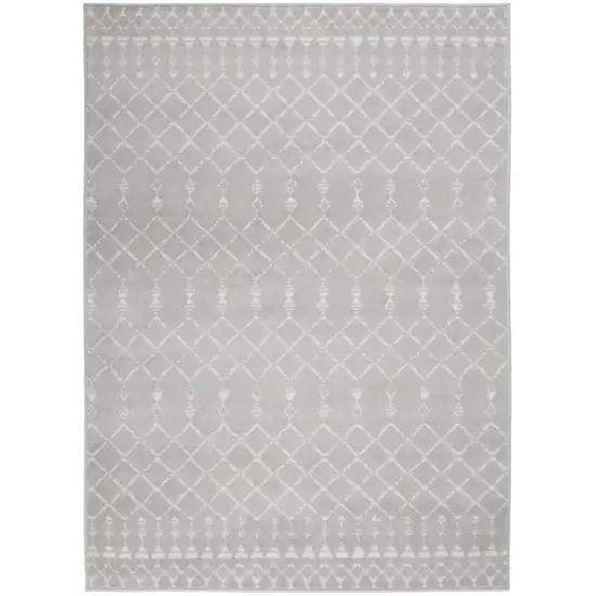 Gray And Ivory Geometric Area Rug Photo 9