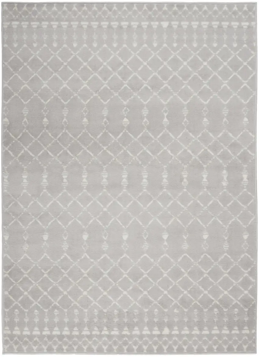 Gray And Ivory Geometric Area Rug Photo 9