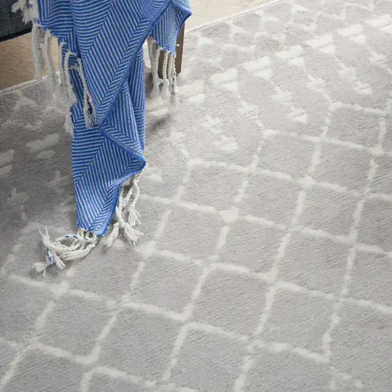Gray And Ivory Geometric Area Rug Photo 8