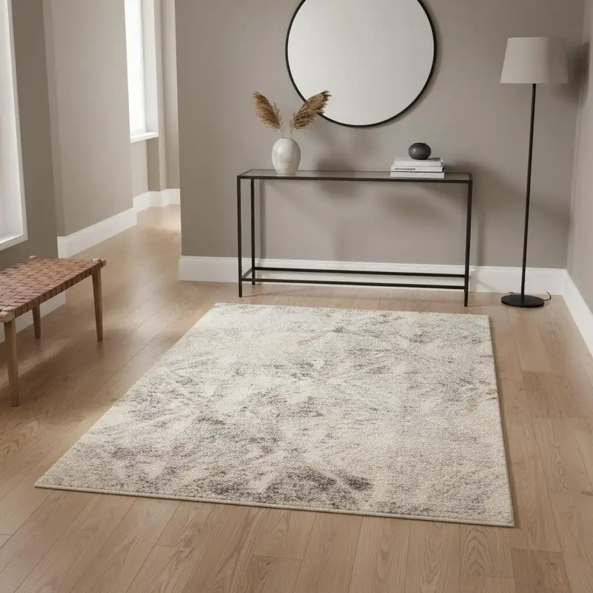 Gray And Ivory Diamond Area Rug Photo 1