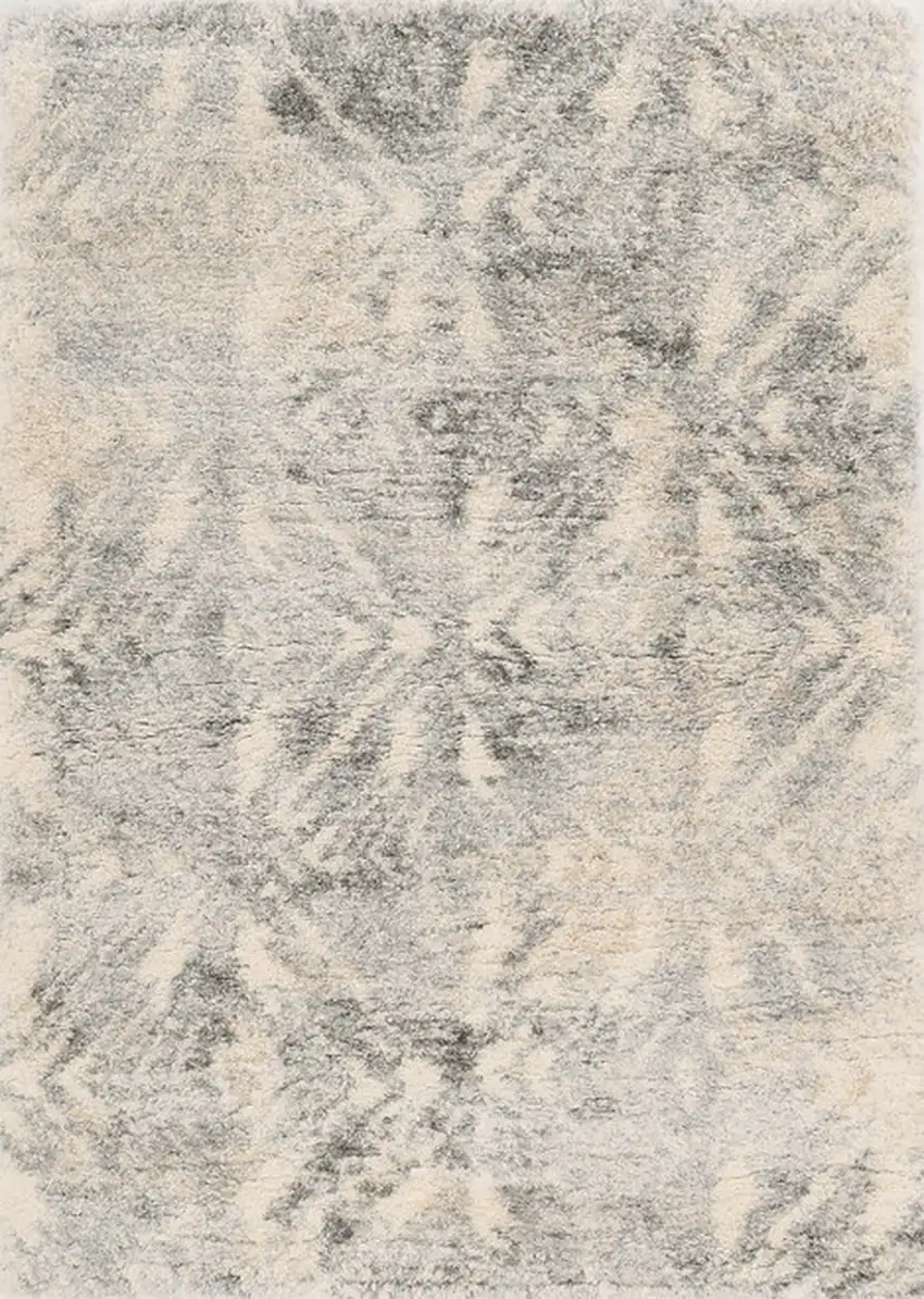 Gray and Ivory Damask Area Rug Photo 7