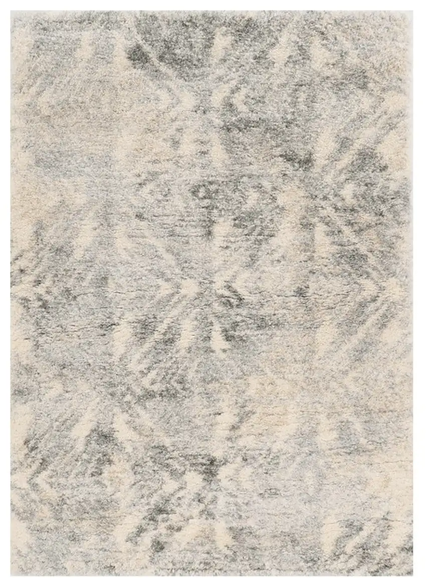 Gray and Ivory Damask Area Rug Photo 2