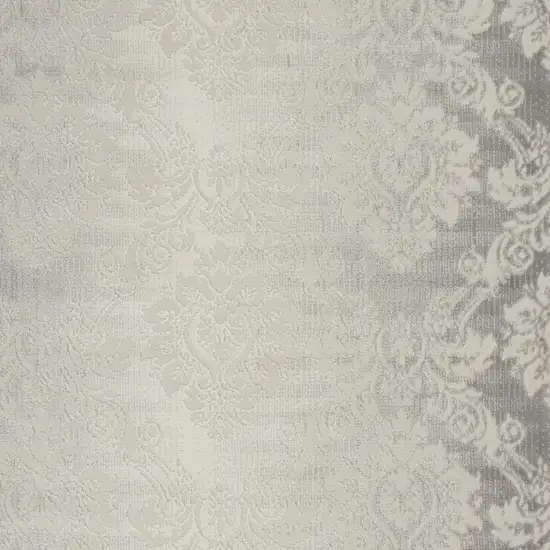 Gray and Ivory Damask Distressed Non Skid Area Rug Photo 1