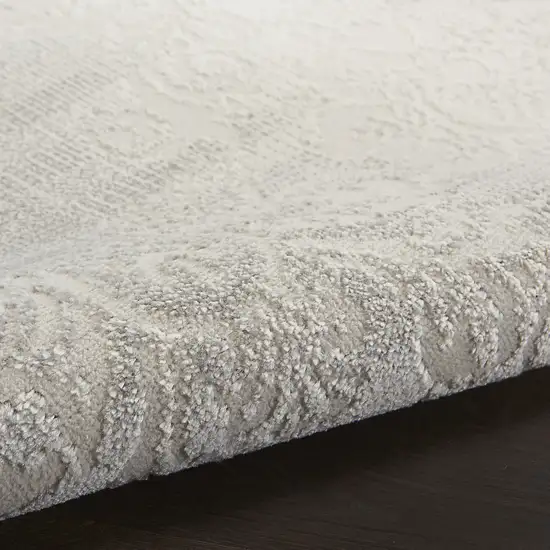 Gray and Ivory Damask Distressed Non Skid Area Rug Photo 9