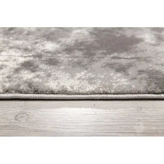 Gray and Ivory Damask Power Loom Area Rug Photo 8