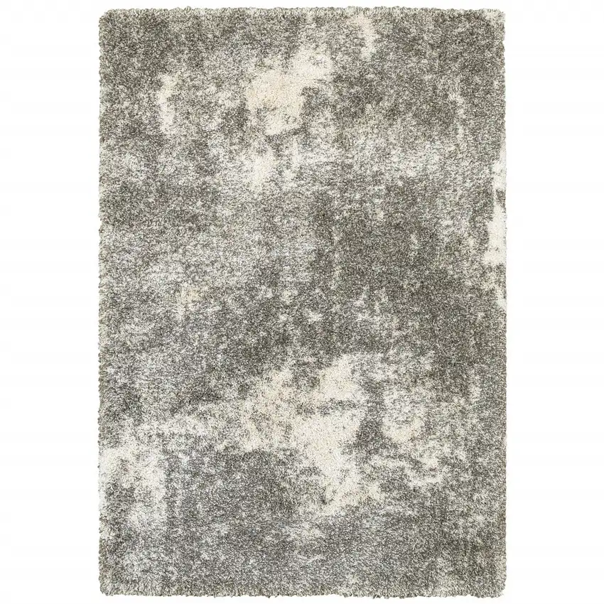 Gray And Ivory Distressed Abstract Area Rug Photo 5